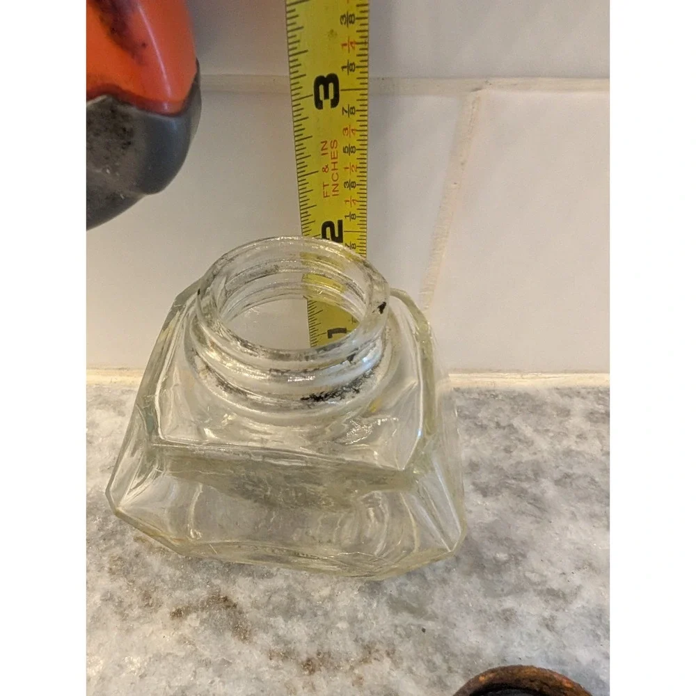 Vintage Waterman's 2 ounce Ink Glass Bottle With‎ Metal Lid